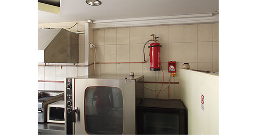 Fire security system at a restaurant